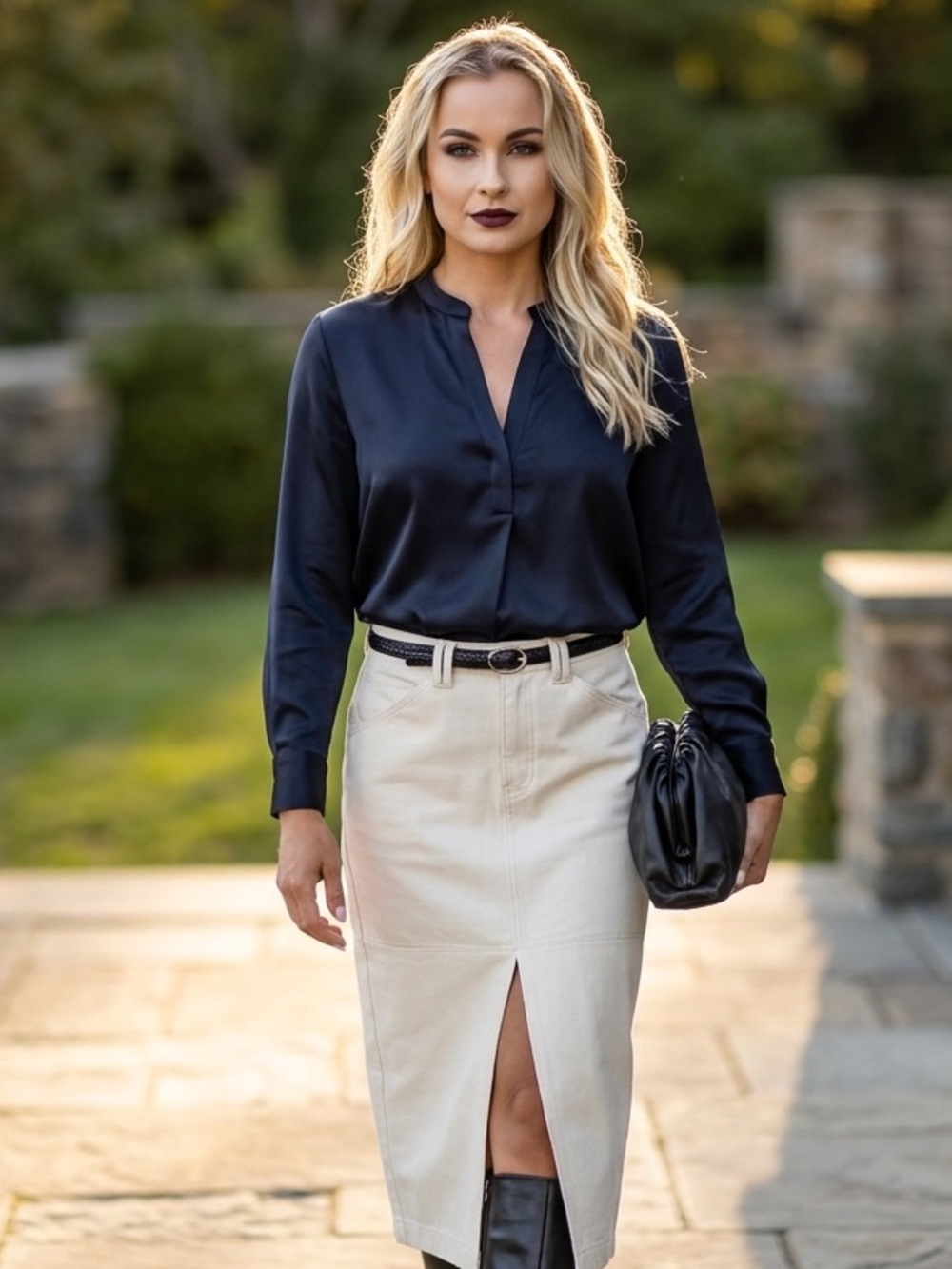XS Vince Black Bamded Collar Cotton Blouse